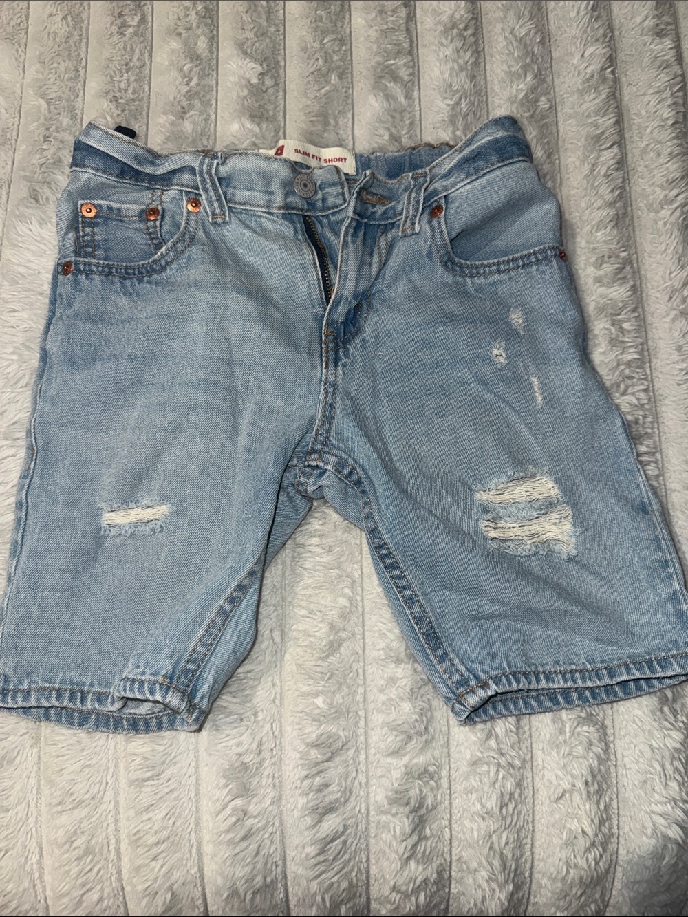 Levi's Light Blue Distressed Denim Kids Shorts